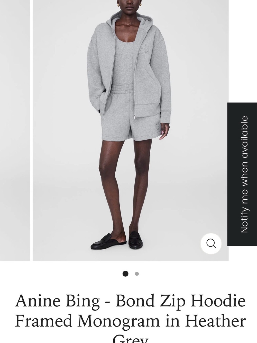 Anine Bing Grey Bond Zip Hoodie - Picture 6 of 15